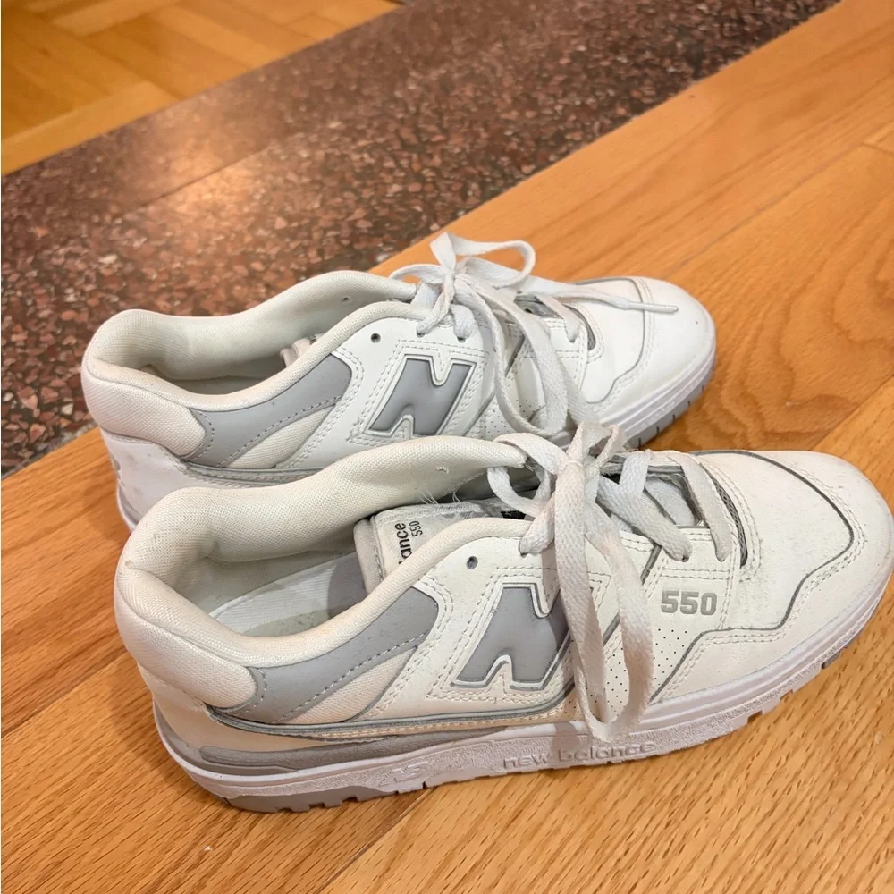 New Balance 550 White and Gray Low-Top Sneakers